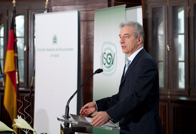 7.2.2011, Festliche Präsentation des Codex diplomaticus Saxoniae in der Sächsischen Staatskanzlei; Grußwort des Ministerpräsidenten Stanislaw Tillich; Foto: Robert Michael